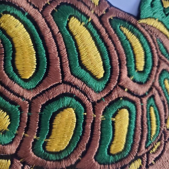 STUNNING Large Embroidered Turtle Patch Tortoise Applique Nature Pond Ecosystem - Picture 5 of 5